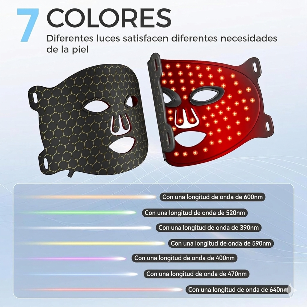 Máscara facial LED con terapia de luz roja para La cara y la piel